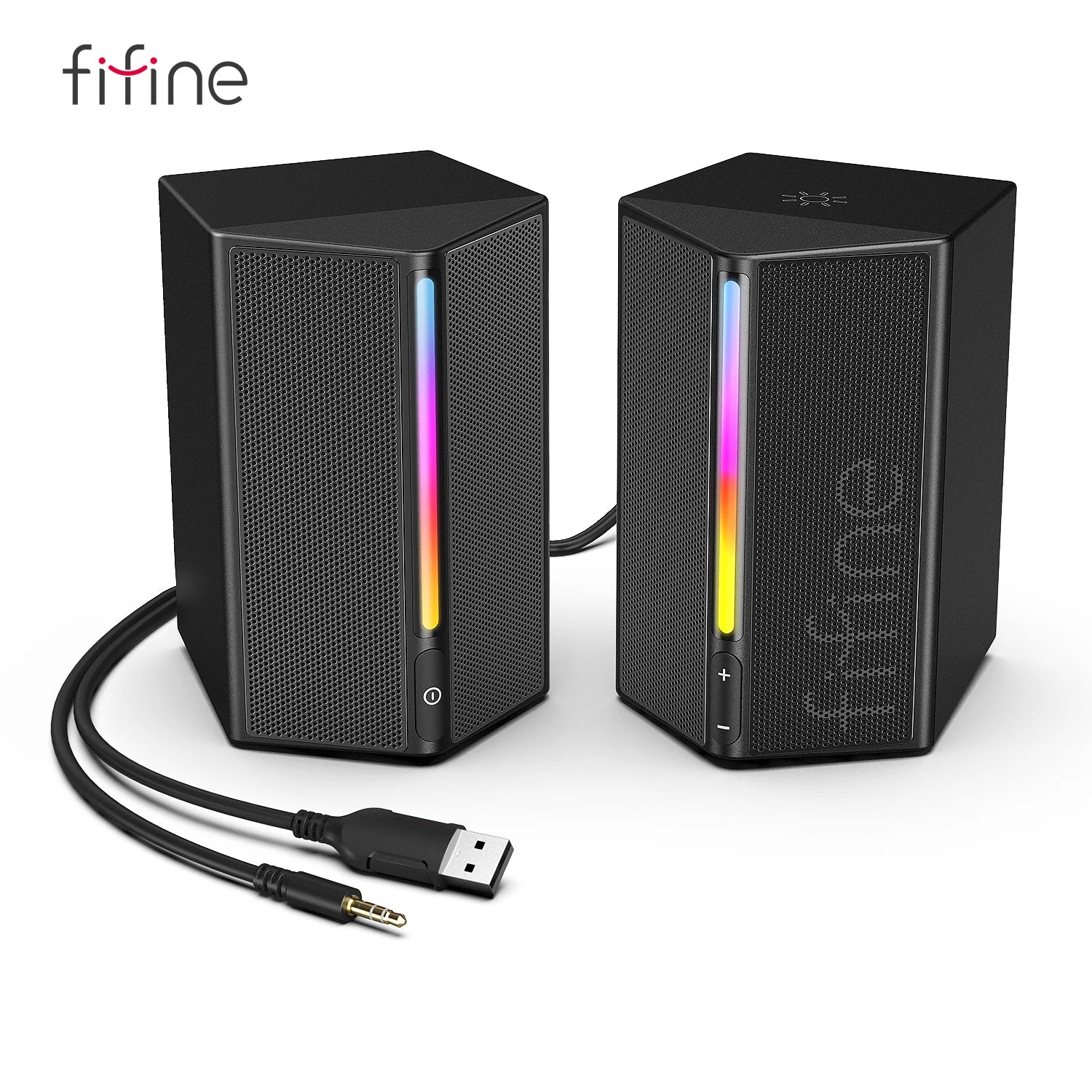 Caixa de Som FIFINE A20 – Áudio Potente com Iluminação RGB, entrada analógica