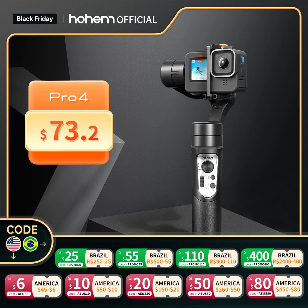Gimbal Hohem iSteady Pro 4 para GoPro, DJI Osmo Action e Insta360