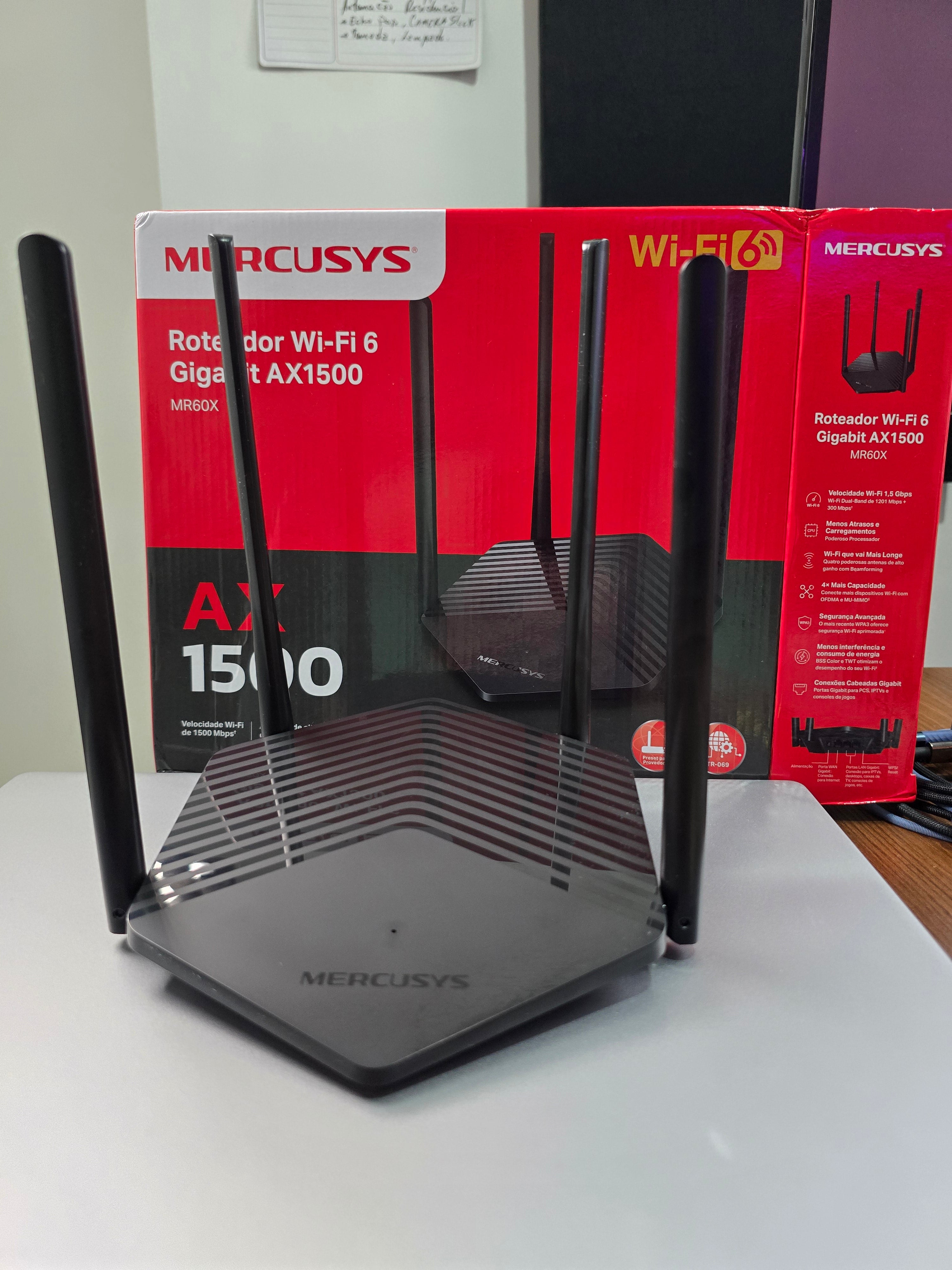 ROTEADOR WI-FI 6 MERCUSYS MR60X AX1500 – DUAL BAND GIGABIT E ALTA COBERTURA!