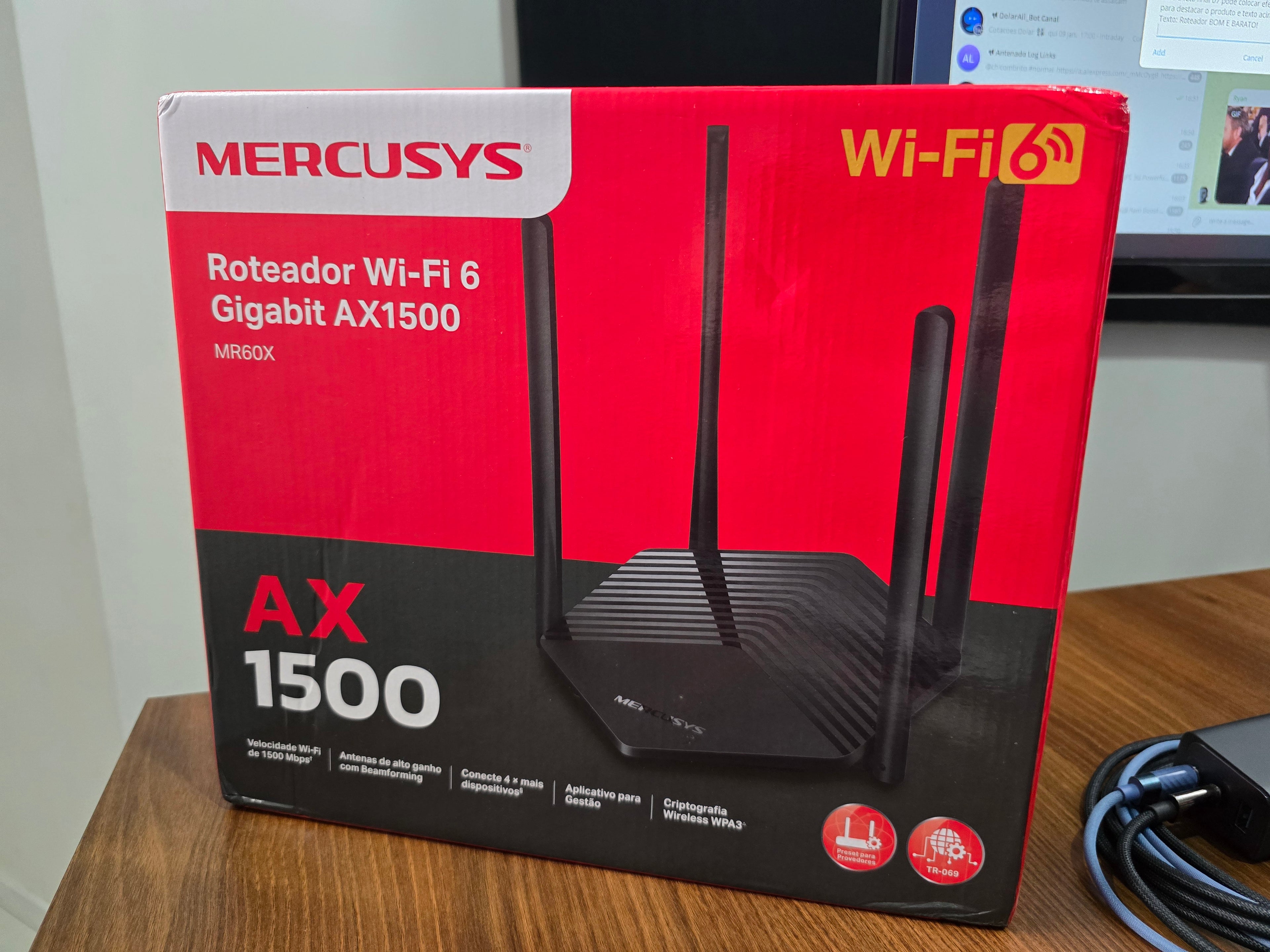 ROTEADOR WI-FI 6 MERCUSYS MR60X AX1500 – DUAL BAND GIGABIT E ALTA COBERTURA!