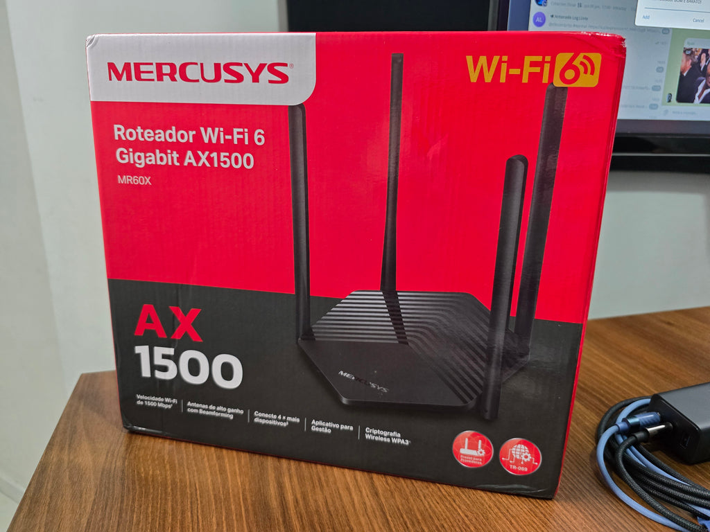 ROTEADOR WI-FI 6 MERCUSYS MR60X AX1500 – DUAL BAND GIGABIT E ALTA COBERTURA!