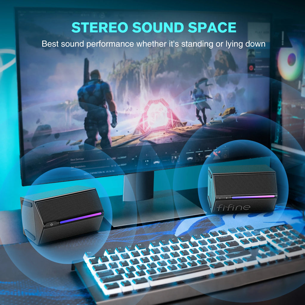Caixa de Som FIFINE A20 – Áudio Potente com Iluminação RGB, entrada analógica