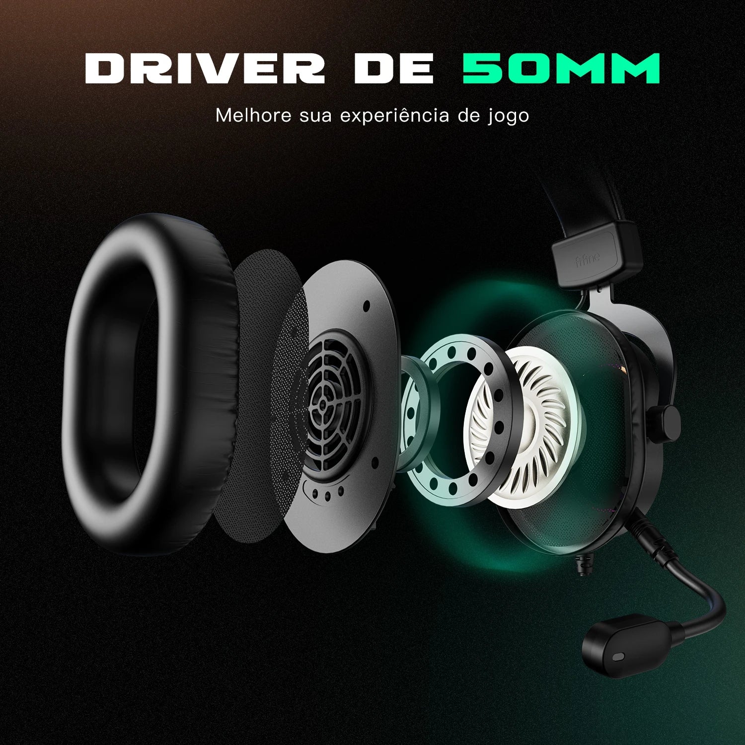 Headset Gamer FIFINE H6 RGB 7.1 Virtual com Microfone Removível