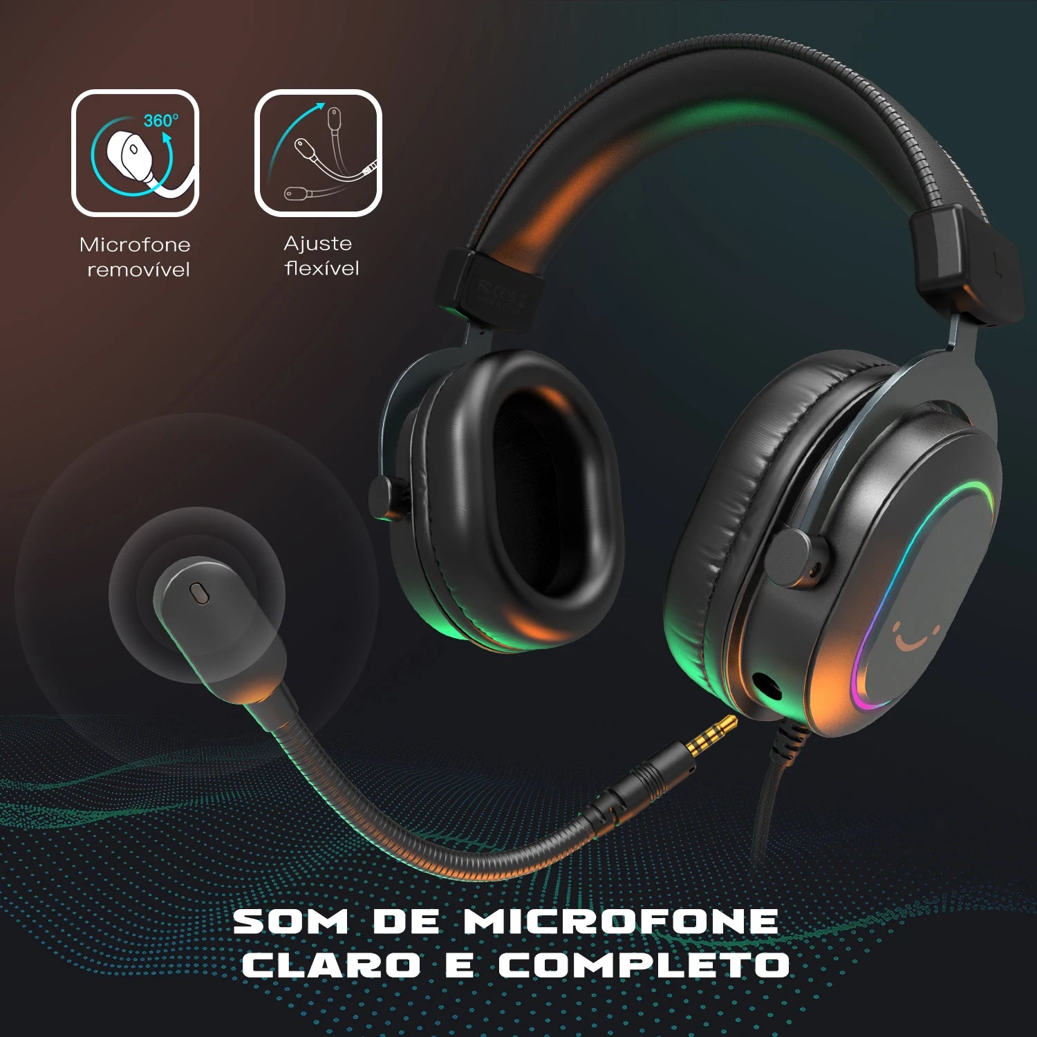 Headset Gamer FIFINE H6 RGB 7.1 Virtual com Microfone Removível