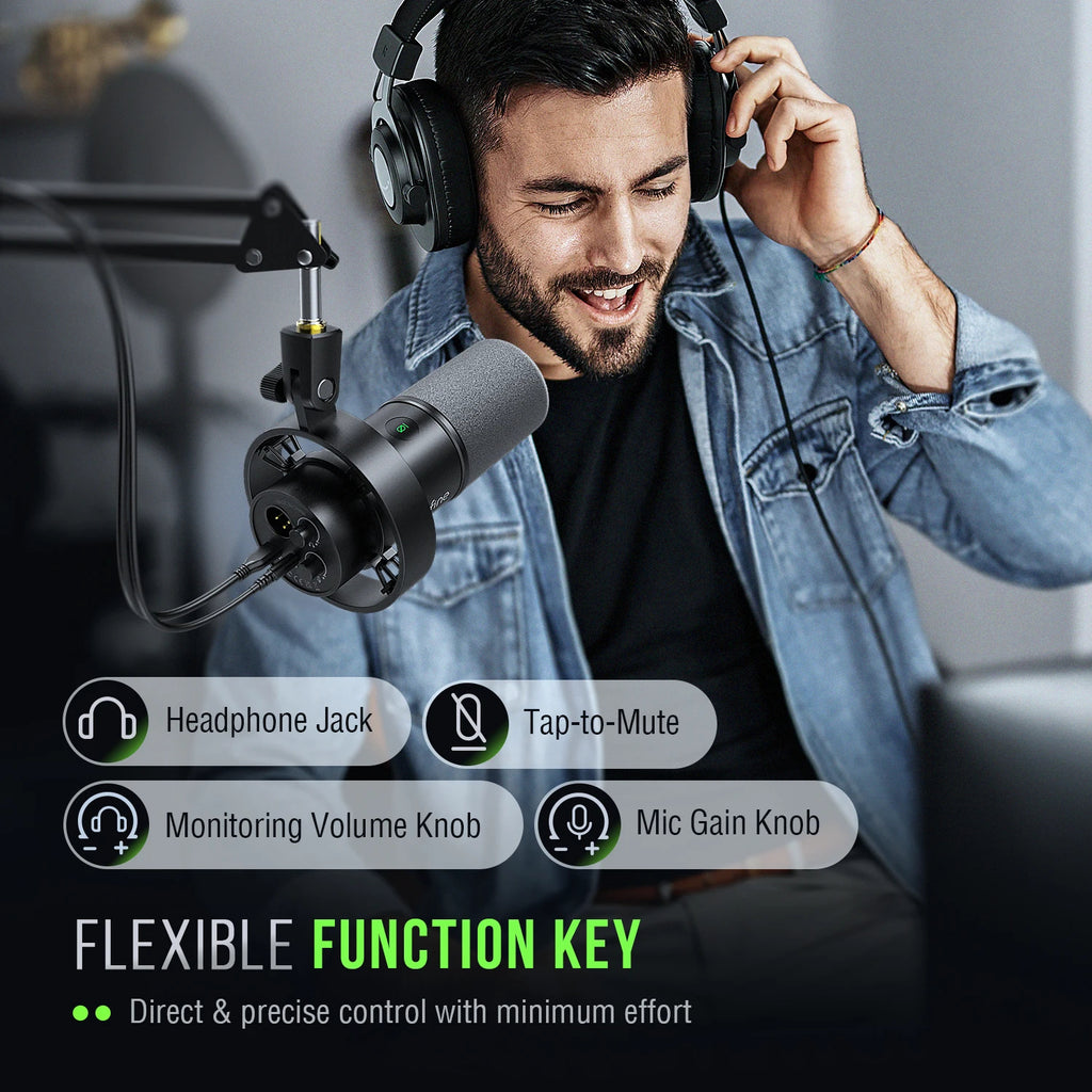 Microfone FIFINE K688 🔬 USB/XLR com saída de monitoramento