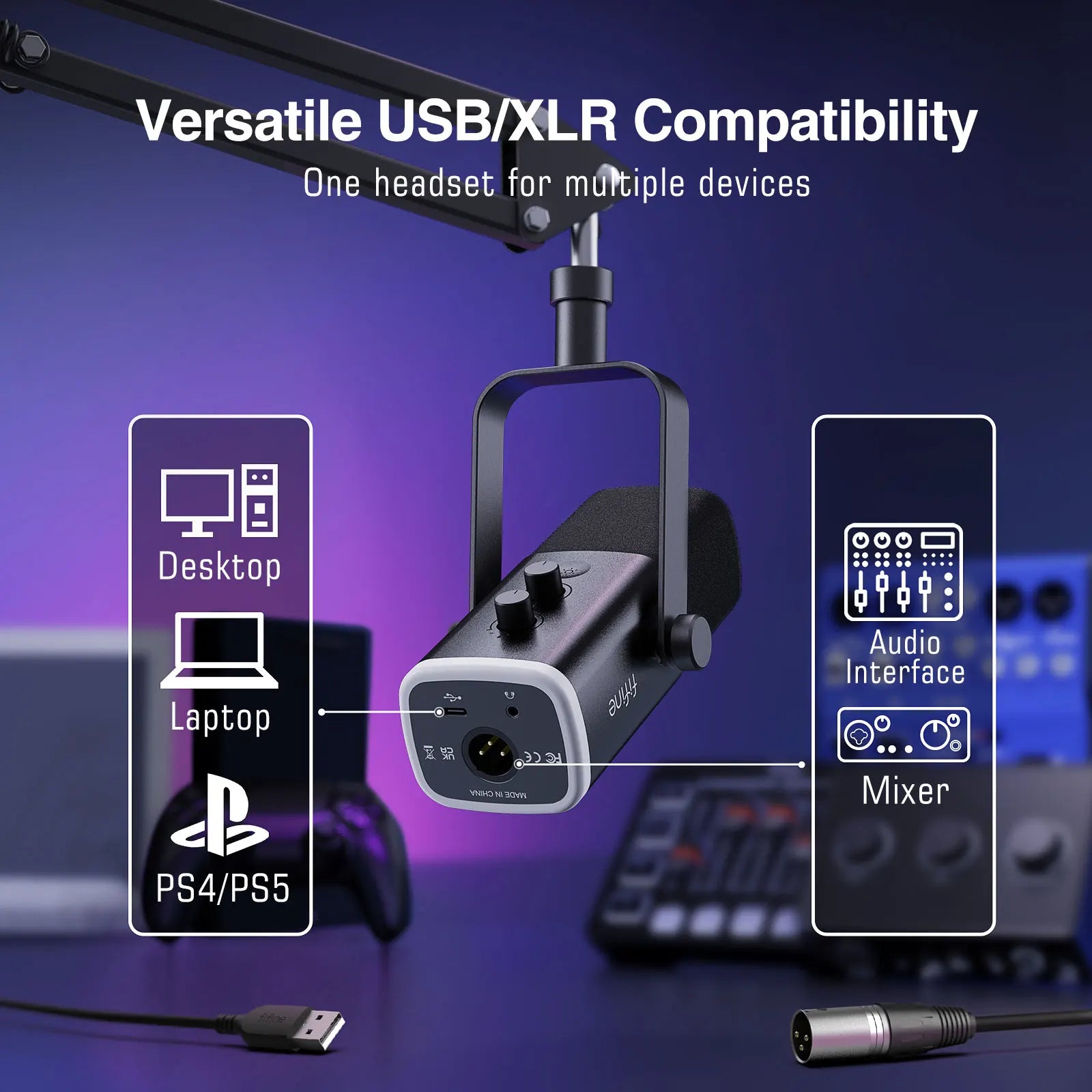 Microfone FIFINE AM8T – Kit Completo para Streaming, Podcast e Gravações