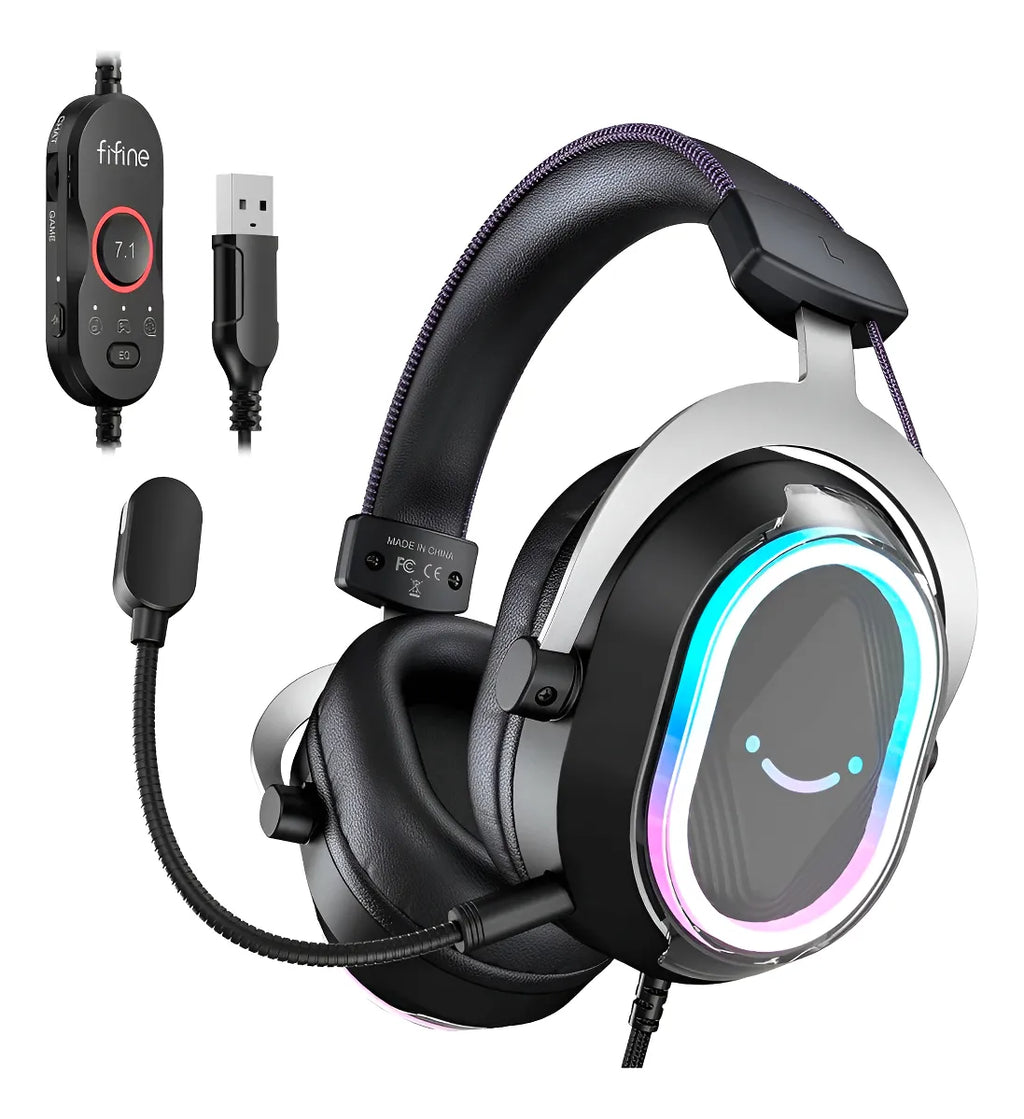 Headset Gamer USB Fifine Ampligame H13 Over-ear 7.1 RGB Preto