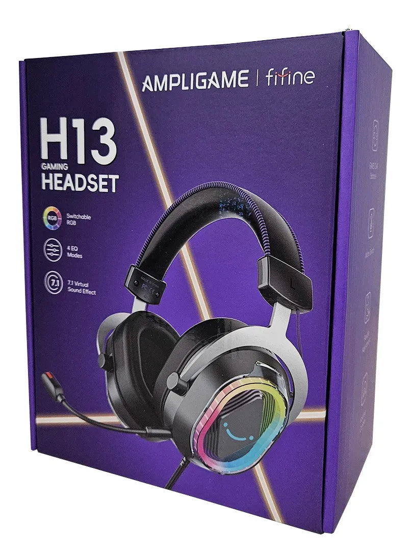 Headset Gamer USB Fifine Ampligame H13 Over-ear 7.1 RGB Preto