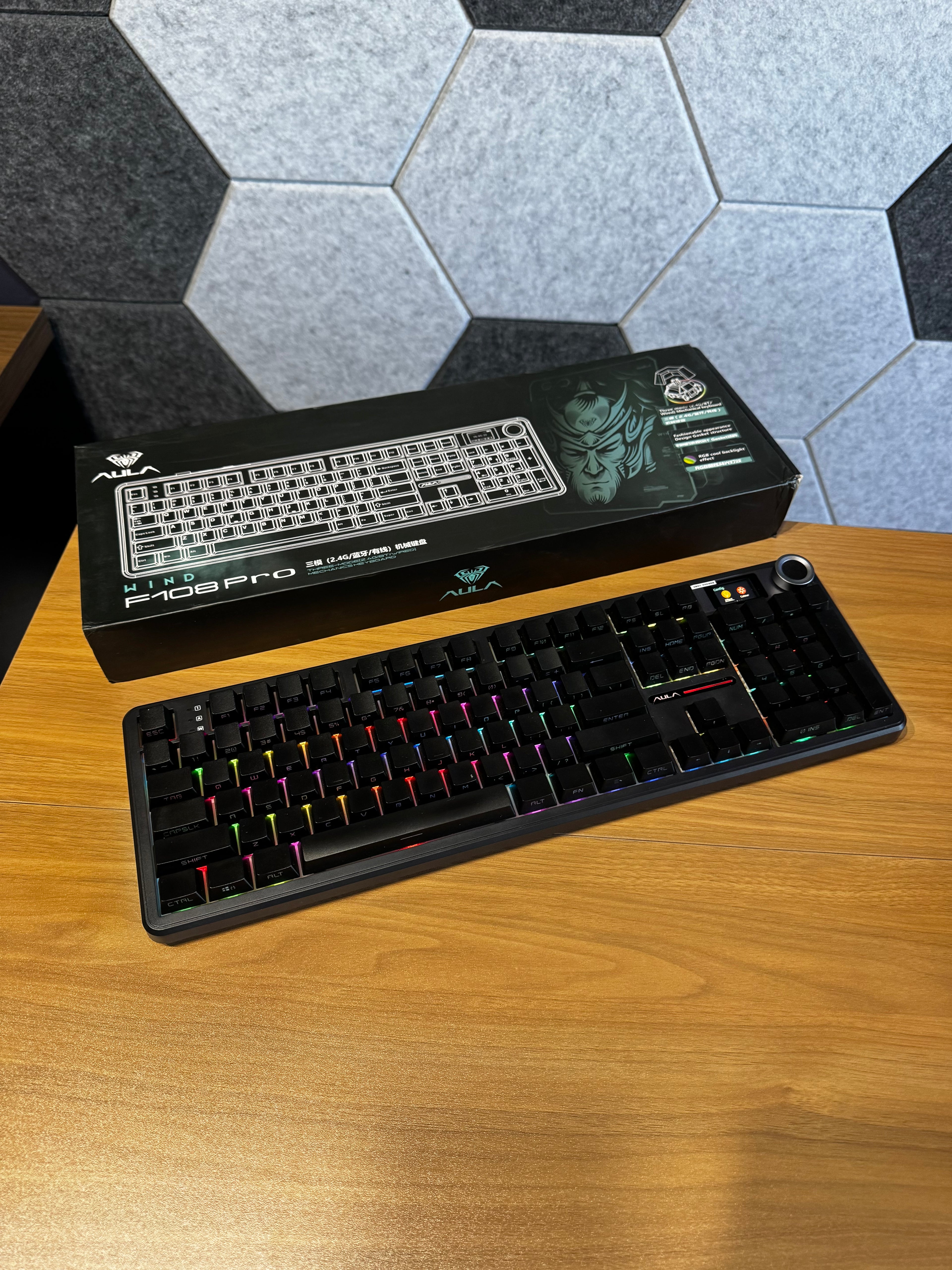 Teclado Mecânico AULA F108 Pro  ⌨️ Wireless, Com display, Hot-Swap, RGB, Sem fios, layout 108%