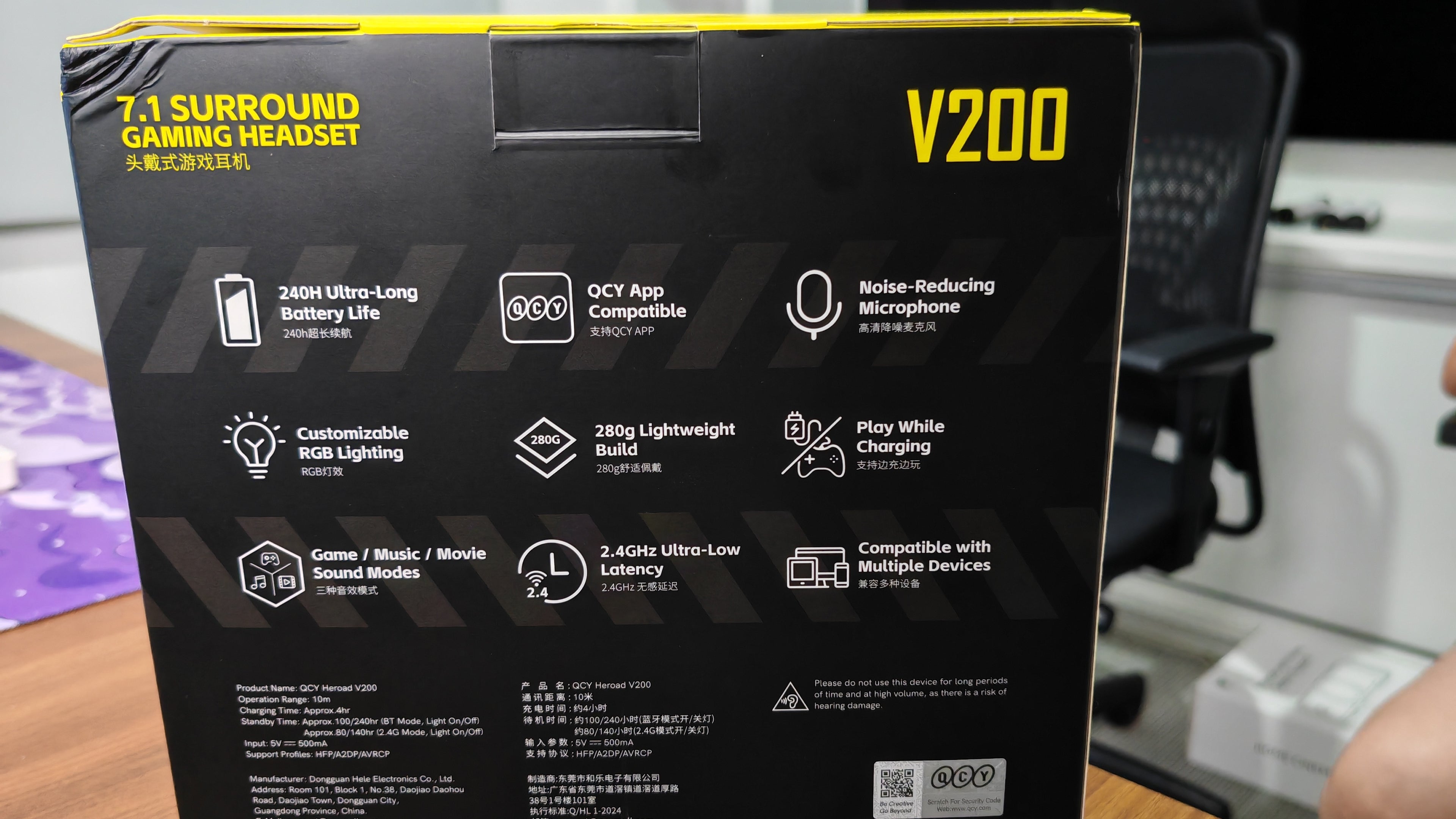 QCY Heroad V200 Over-Ear Headphones – Headset Bluetooth 7.1 com Driver de 50mm