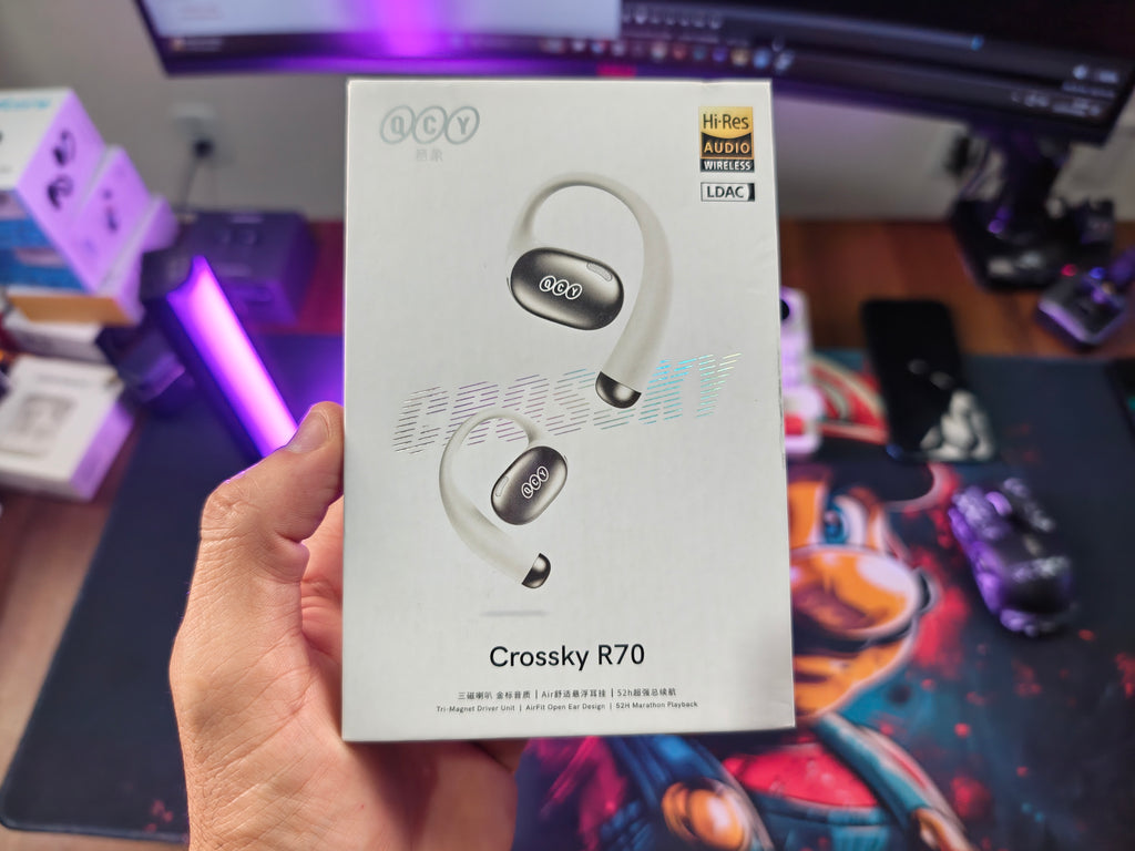 QCY CROSSKY R70 – FONE OPEN-EAR HI-RES COM LDAC, BLUETOOTH 6.0 E ATÉ 52H DE BATERIA!