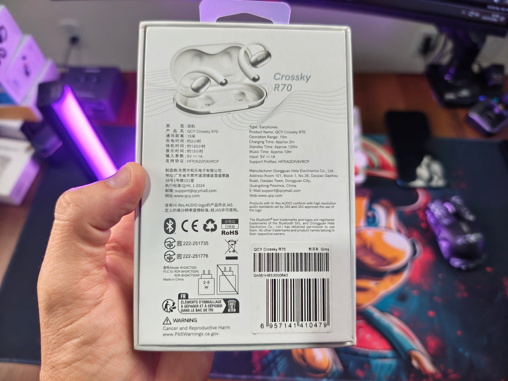 QCY CROSSKY R70 – FONE OPEN-EAR HI-RES COM LDAC, BLUETOOTH 6.0 E ATÉ 52H DE BATERIA!