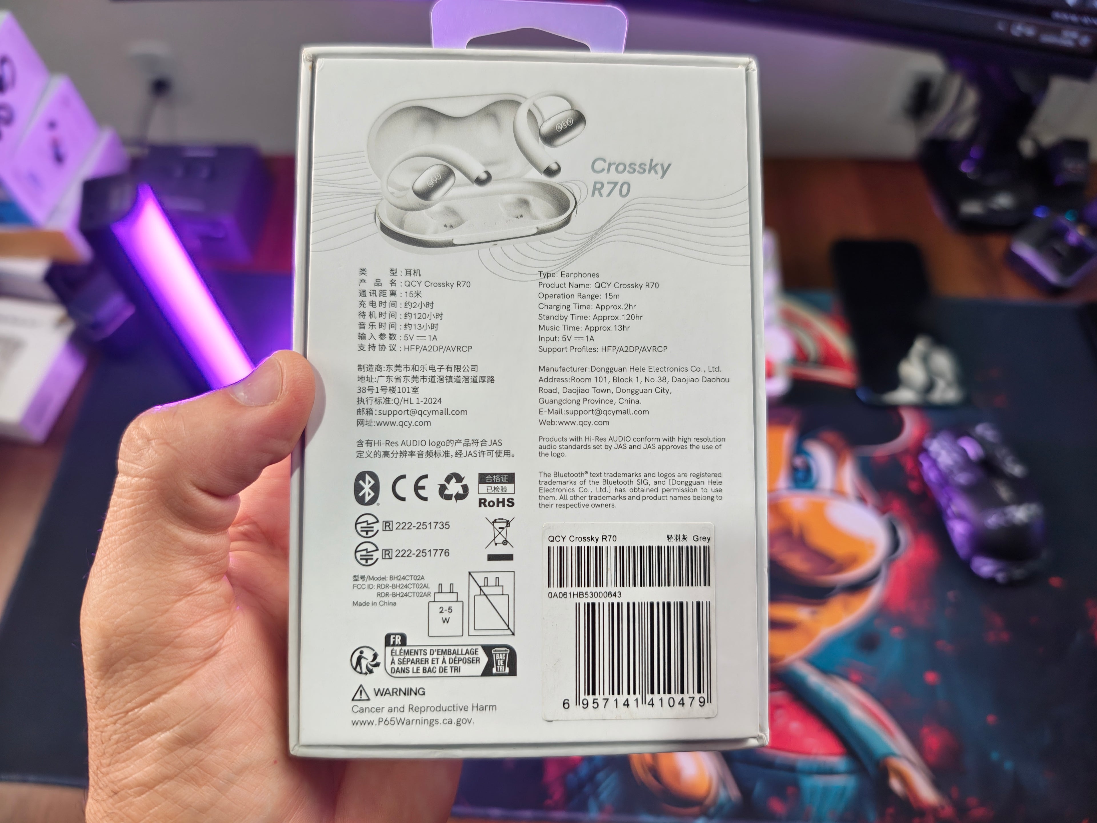 QCY CROSSKY R70 – FONE OPEN-EAR HI-RES COM LDAC, BLUETOOTH 6.0 E ATÉ 52H DE BATERIA!