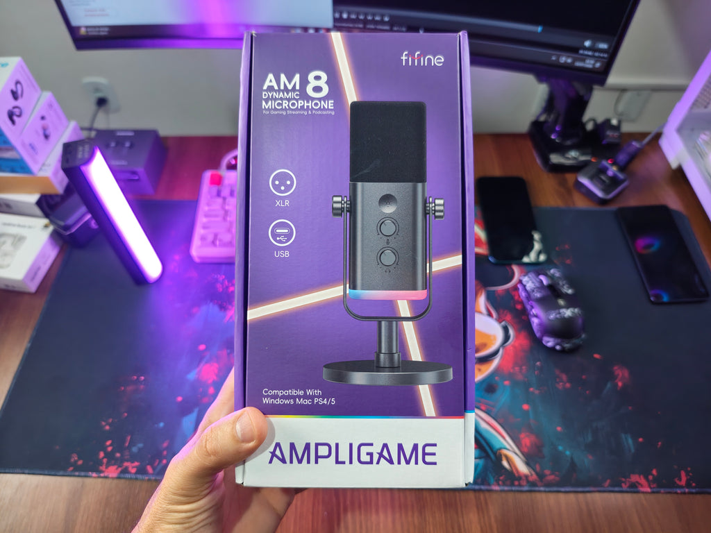 MICROFONE  FIFINE AM8 – MICROFONE USB/XLR COM RGB, QUALIDADE PROFISSIONAL E ÁUDIO CRISTALINO!