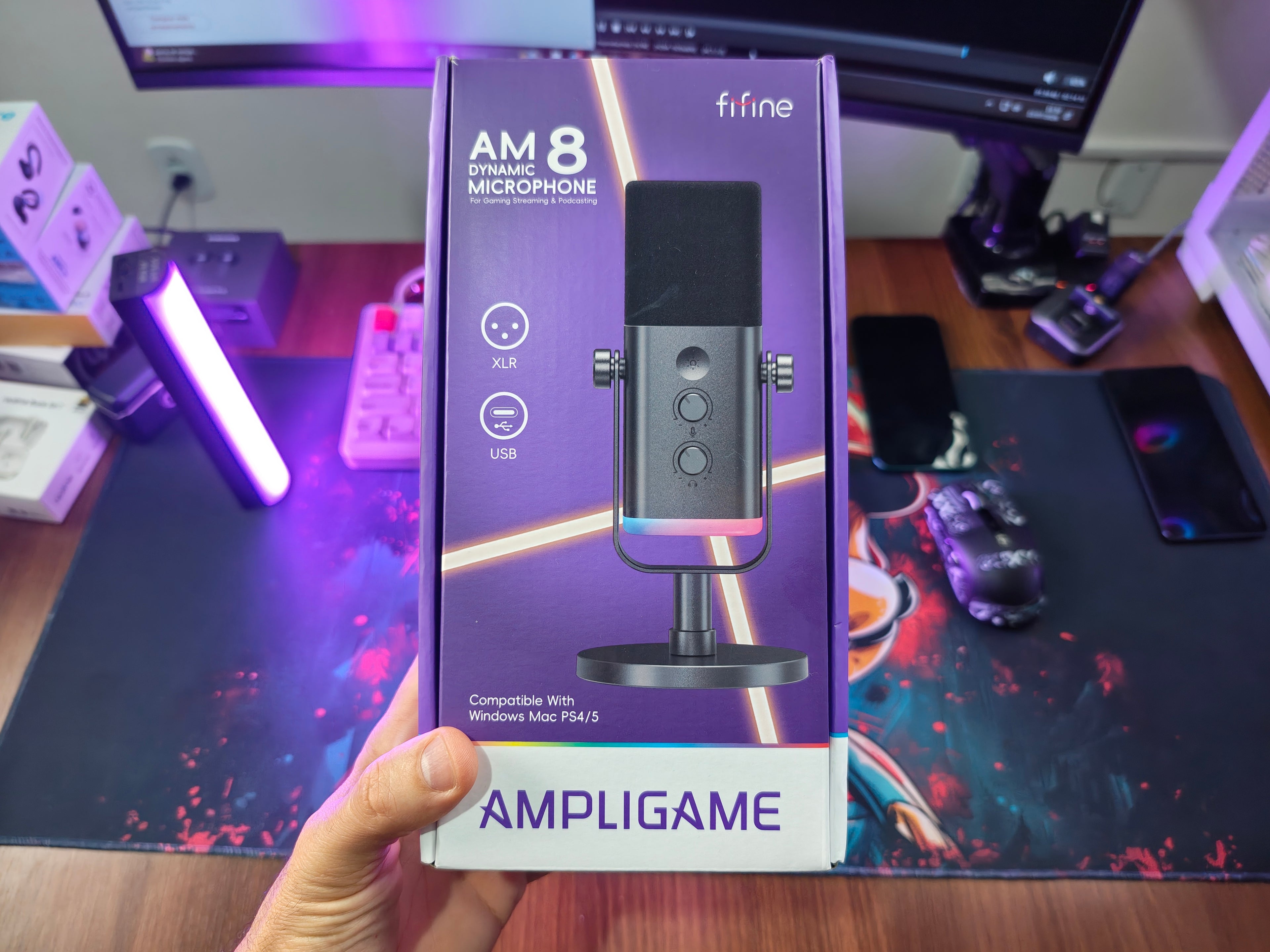 MICROFONE  FIFINE AM8 – MICROFONE USB/XLR COM RGB, QUALIDADE PROFISSIONAL E ÁUDIO CRISTALINO!