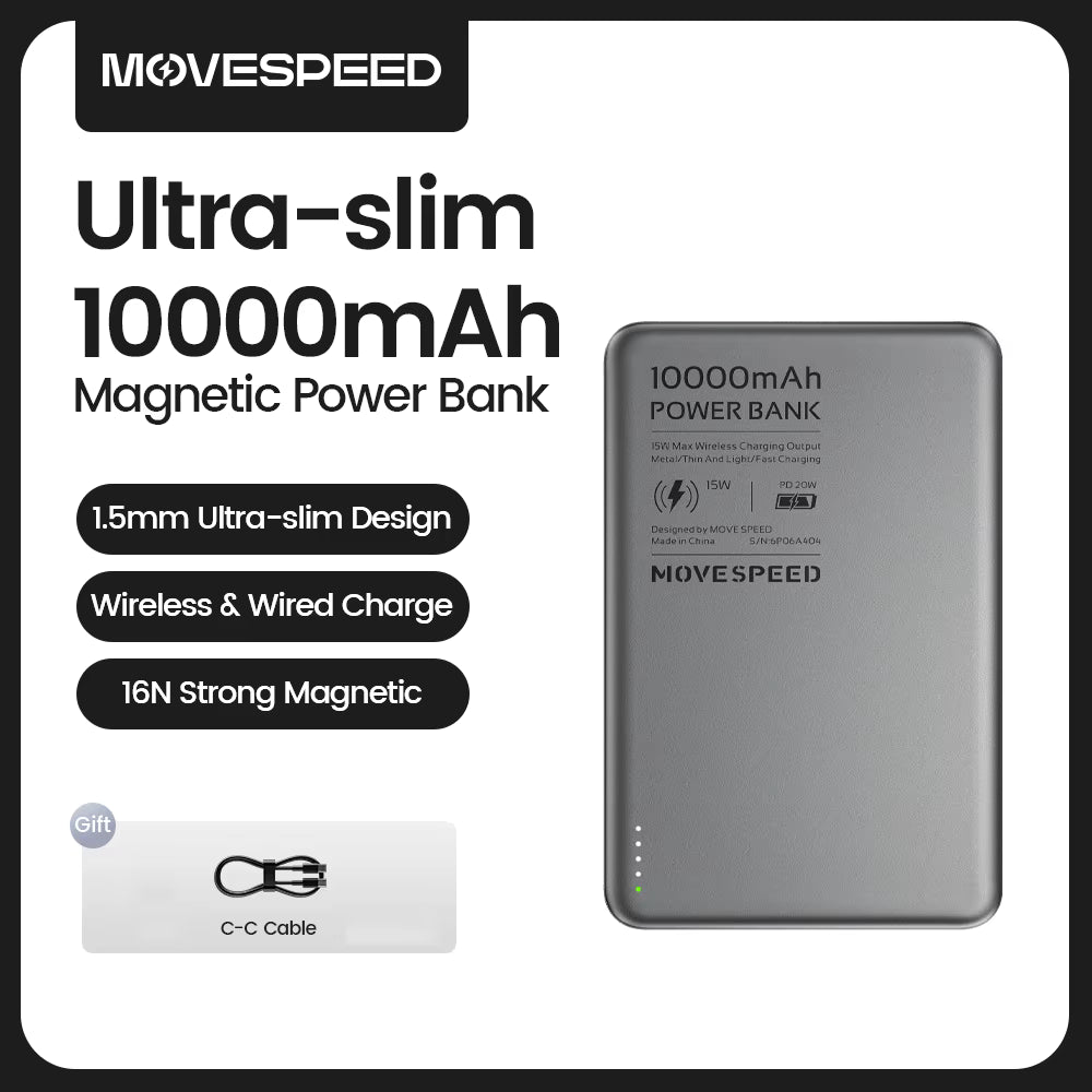 PowerBank Magnética MOVESPEED S10 10000mAh PD 20W MagSafe