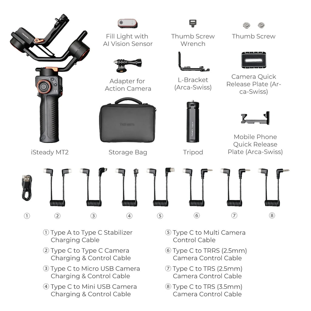 Gimbal Hohem iSteady MT2 Kit Completo para Câmeras e Smartphones com IA