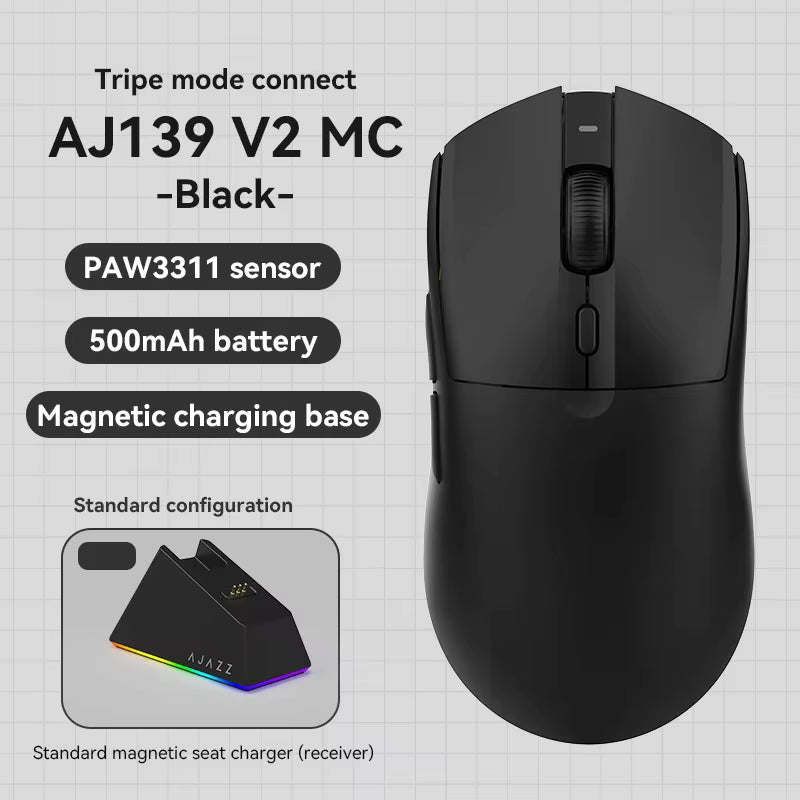 Mouse Gamer AJAZZ AJ139 V2 MC Sem Fio Tri-Mode 12000 DPI com dock
