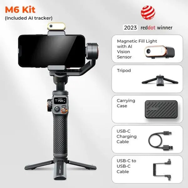 Gimbal Hohem iSteady M6 para celular Kit com Rastreamento por IA e Luz RGB