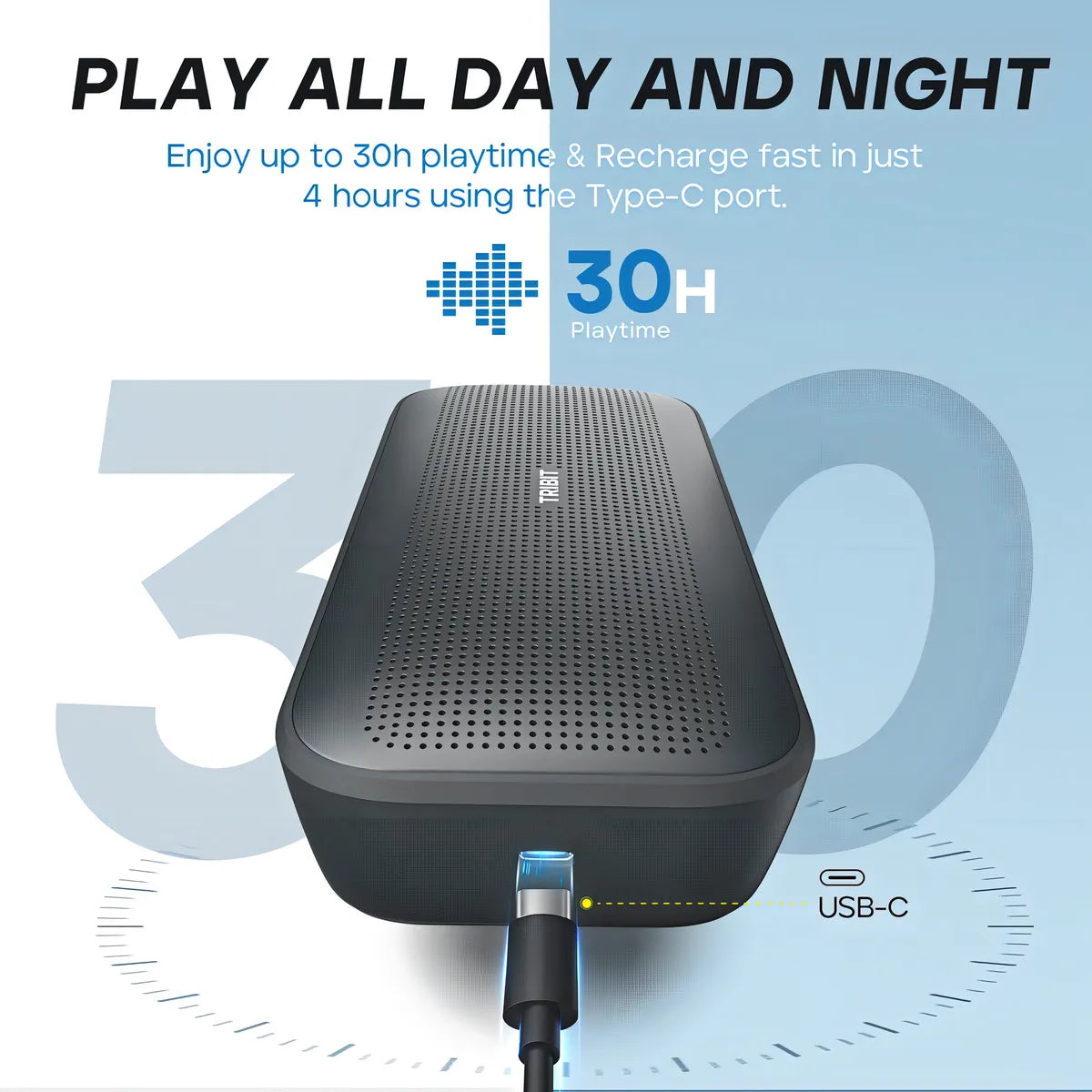 Caixa De Som Bluetooth Tribit Stormbox Flow 25w Bateria 30 H Cinza