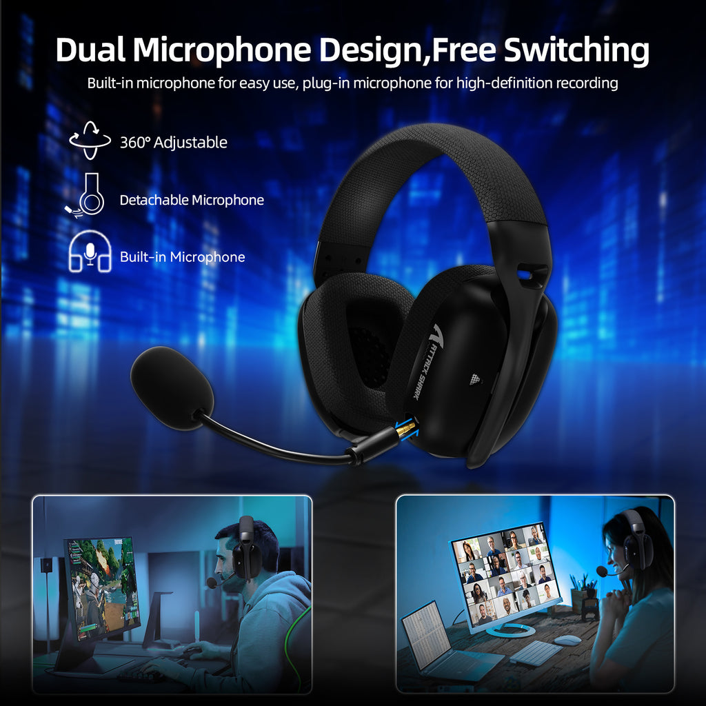 Headset Attack Shark L80 Tri-mode, Bluetooth, Wireless e com fios