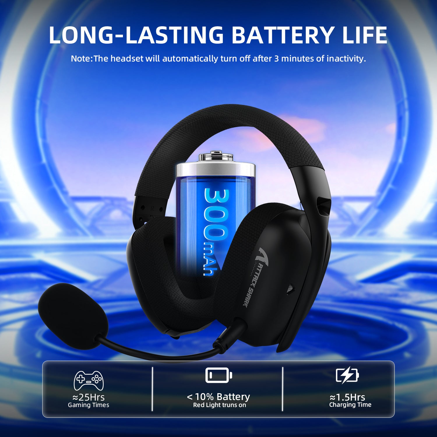 Headset Attack Shark L80 Tri-mode, Bluetooth, Wireless e com fios